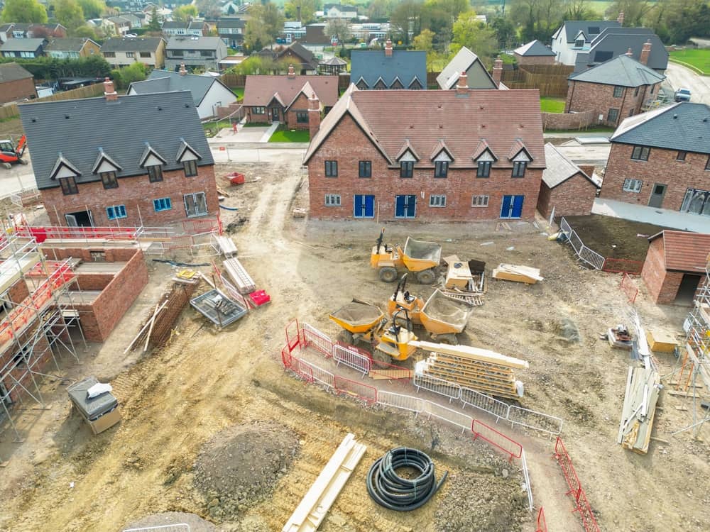 aerial shot of UK construction site
